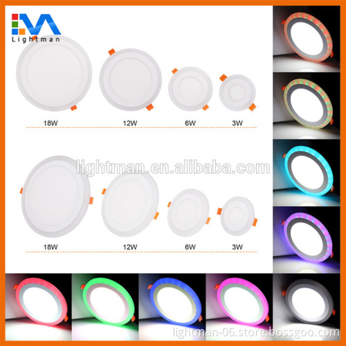 Ultra Slim 3w 6w 12w 18w Embeded Round LED Dual Color Panel Light